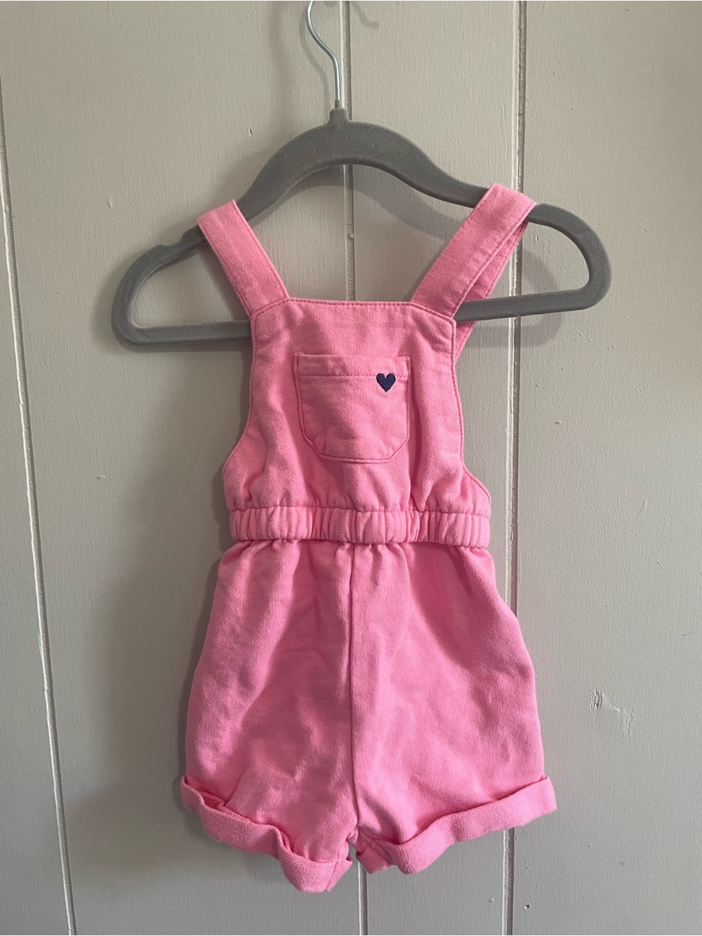 Carter's Pink Short Overalls with Heart Pocket